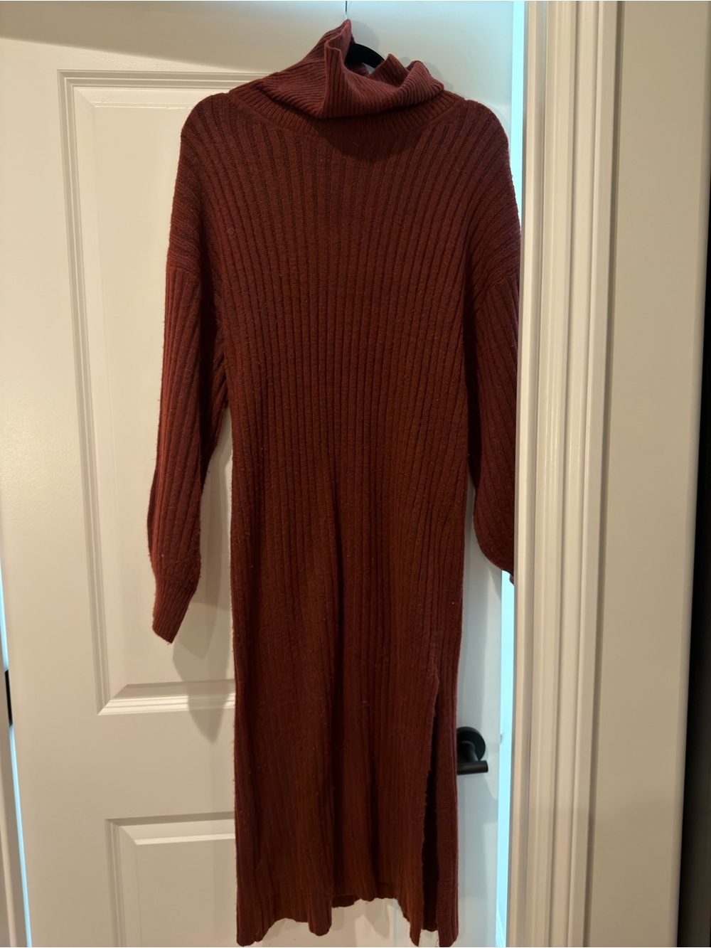 ASOS Rust-Colored Ribbed Turtleneck Sweater Dress